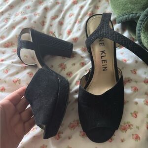 Anne Klein Black Open-Toe Heels